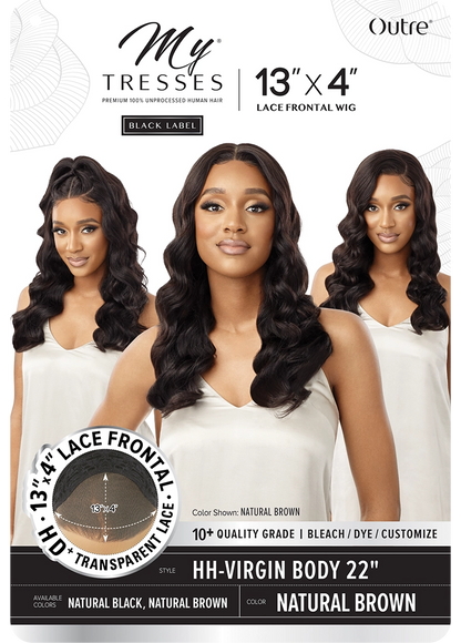 Mytresses black label. Lace. wig.  13x4.  Virgin body 22”  NATURAL Black