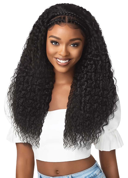 Outre 13x2 lace frontal wig. Halo stitch braid 26”