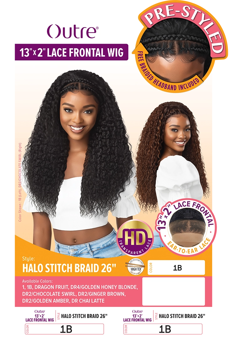 Outre 13x2 lace frontal wig. Halo stitch braid 26”