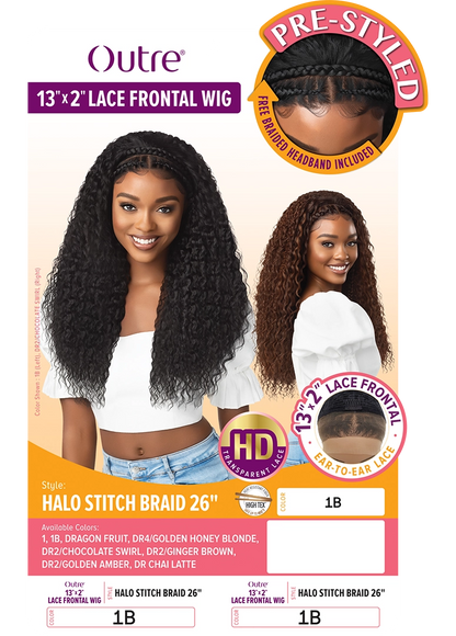 Outre 13x2 lace frontal wig. Halo stitch braid 26”