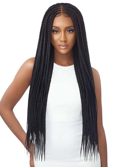 Outre Middle part feed in box braids lace front wig. 36"