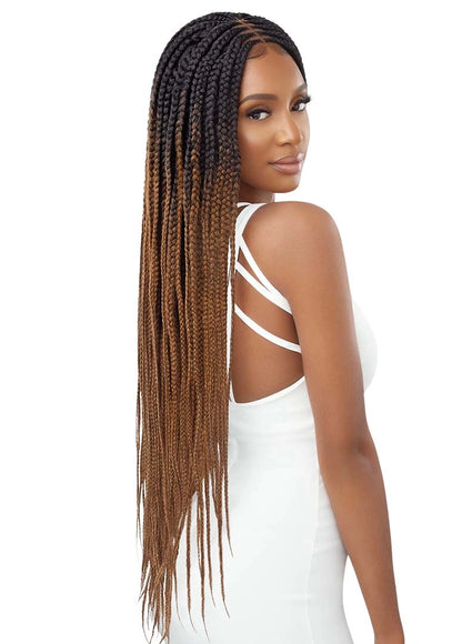 Outre Middle part feed in box braids lace front wig. 36"