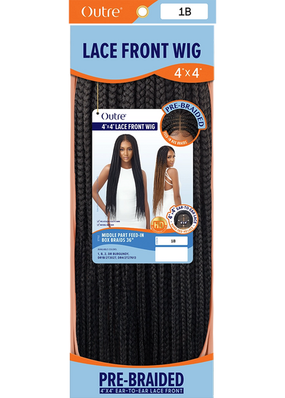 Outre Middle part feed in box braids lace front wig. 36"