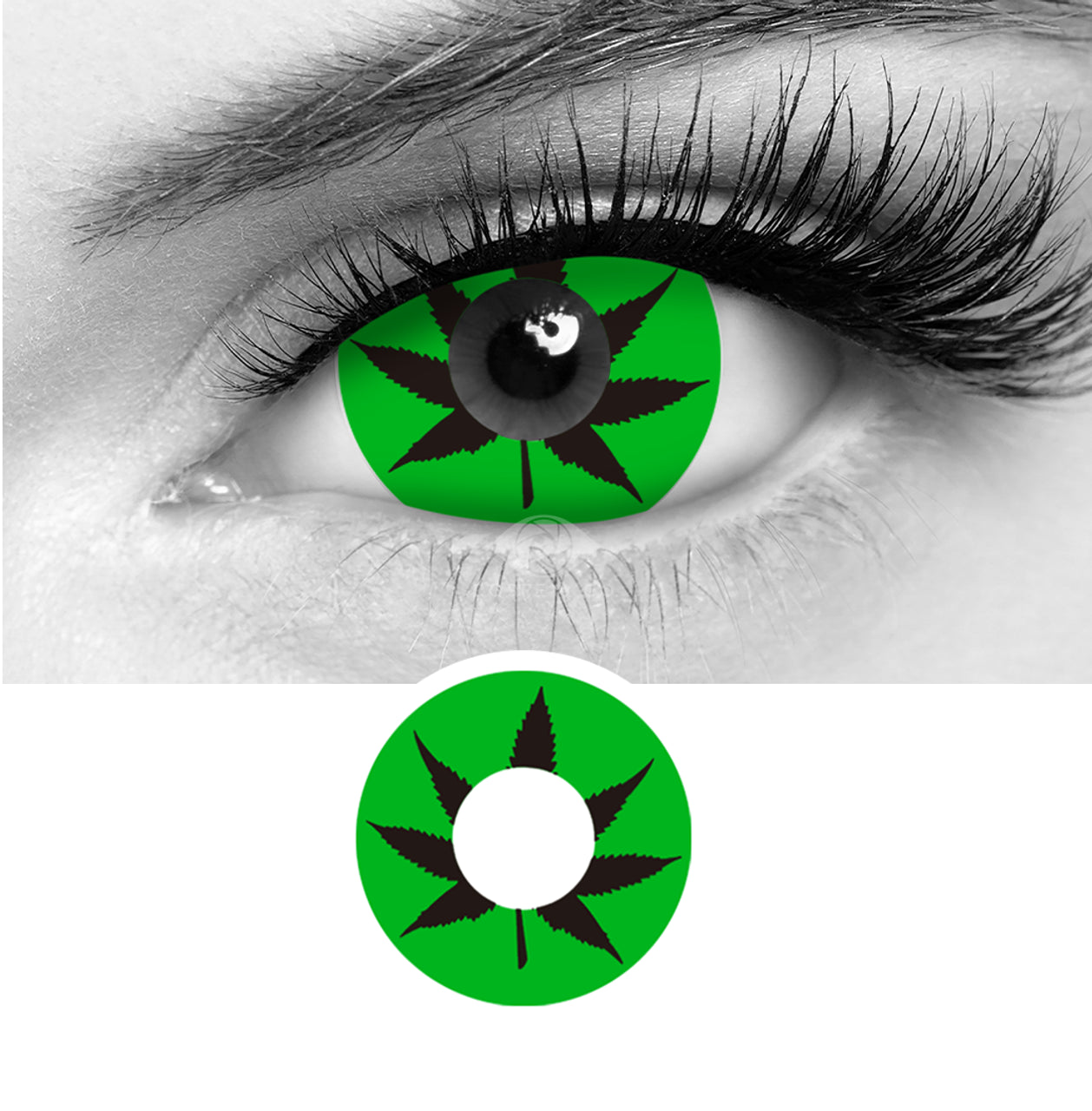 Rosee contacts. Red series. Cannabis leaf