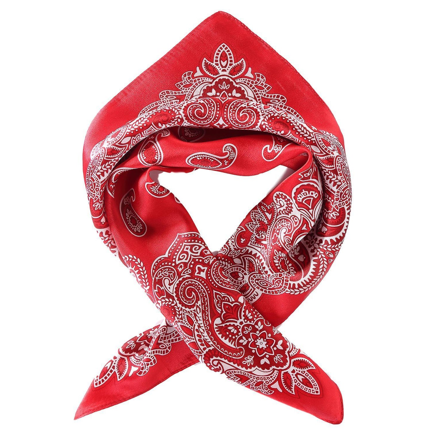 Red by Kiss woven silky satin square scarf. Floral. HQ192. 36"X36"