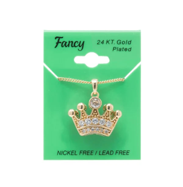 C&L - FANCY GOLD CROWN CHARM NECKLACE (PNG3)