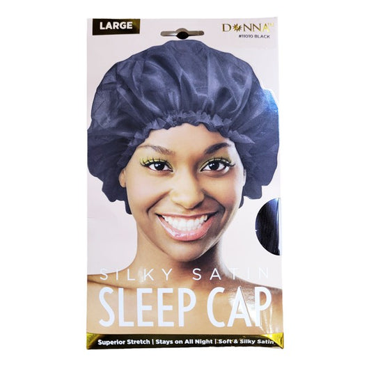 Donna Satin Sleep Cap black Large. #11010