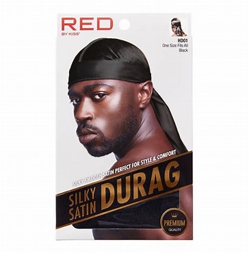 Red by kiss silky satin  durag black. HD11