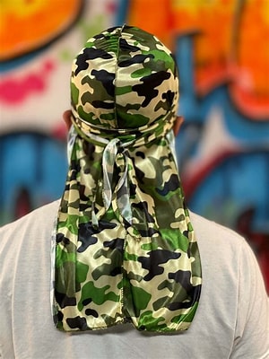 Black ice wave durag-Camo green